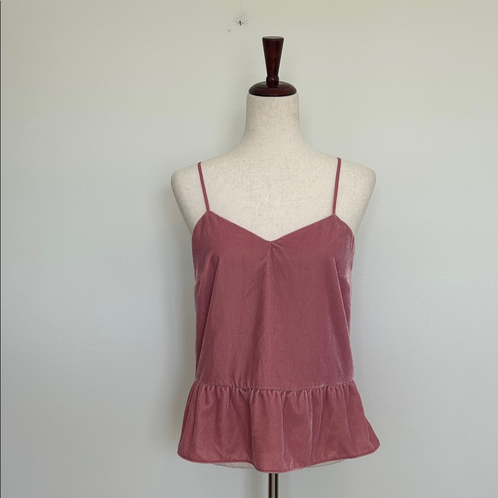 J.Crew Pink Velvet Spaghetti Strap Top Size 2‎ NWT